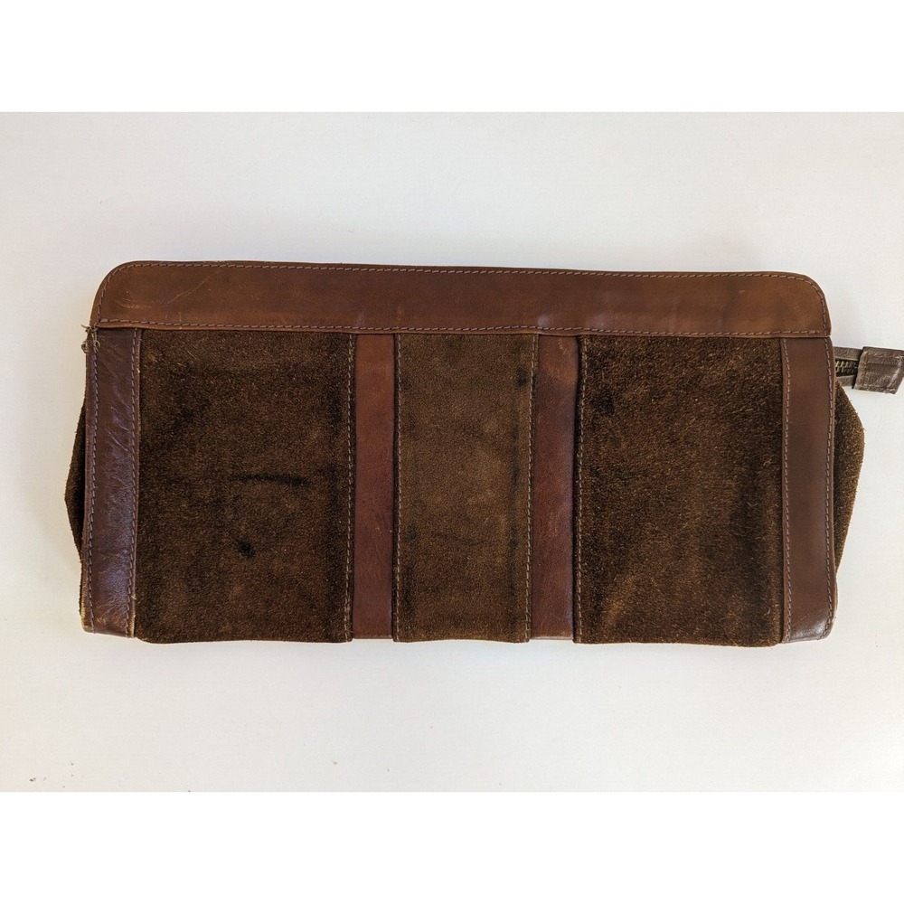 Vintage Clutch Bag Brown Suede  Leather Made in Italy